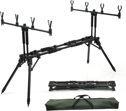 Karlak Adjustable Retractable Carp Fishing Rod Pod Stand Holder Foldable Fishing Pole Pod Stand with Carry Case in Saudi Arabia