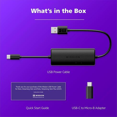 كابل طاقة USB للمهمة لعصا البث Roku (قم بتشغيل Roku مباشرة من التلفزيون الخاص بك) in Kuwait