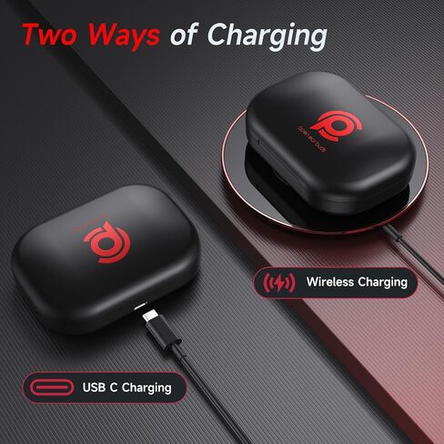 Open Ear Bluetooth Headphones Stereo Sound Clear Call Air-Conduction Wireless Charging Case LED Digital Display EarHook Earbuds Headset with Microphone Waterproof Earphone for Sport Work Running Black in Kuwait