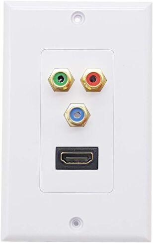 Seadream HDMI + 3RCA Wall Plate,HDMI Wall Plate with Component Video RCA,4k Ultra HD UHD 1080P Full HD Compatible & Gold Plated RCA Component Composite Video Audio Subwoofer Combo Port Insert Jack Out in Saudi Arabia