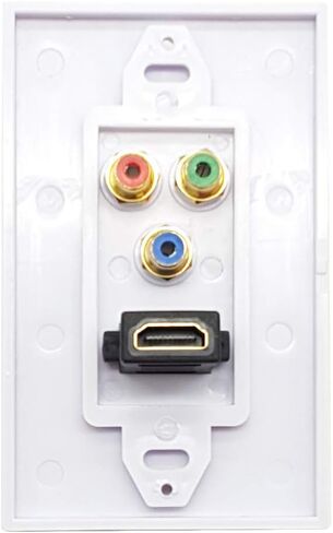 Seadream HDMI + 3RCA Wall Plate,HDMI Wall Plate with Component Video RCA,4k Ultra HD UHD 1080P Full HD Compatible & Gold Plated RCA Component Composite Video Audio Subwoofer Combo Port Insert Jack Out in Saudi Arabia