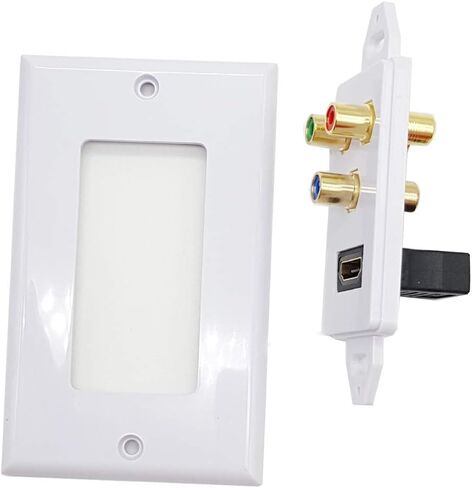 Seadream HDMI + 3RCA Wall Plate,HDMI Wall Plate with Component Video RCA,4k Ultra HD UHD 1080P Full HD Compatible & Gold Plated RCA Component Composite Video Audio Subwoofer Combo Port Insert Jack Out in Saudi Arabia