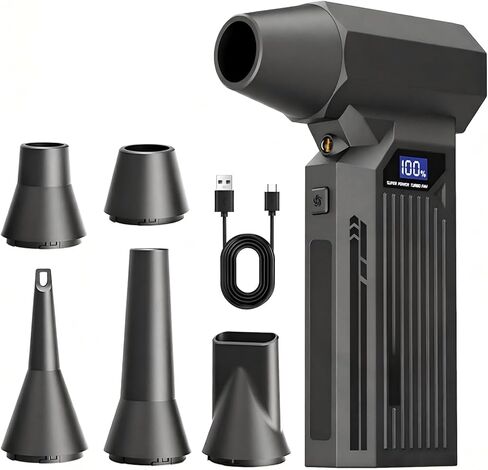 Compressed Air Duster-150000RPM Super Power Electric Air Duster, 3-Speed Adjustable Rechargeable Cordless Air Blower with Fast Charging for PC Keyboard Cleaning, Car, Home,Outdoor，5 Nozzle in Saudi Arabia