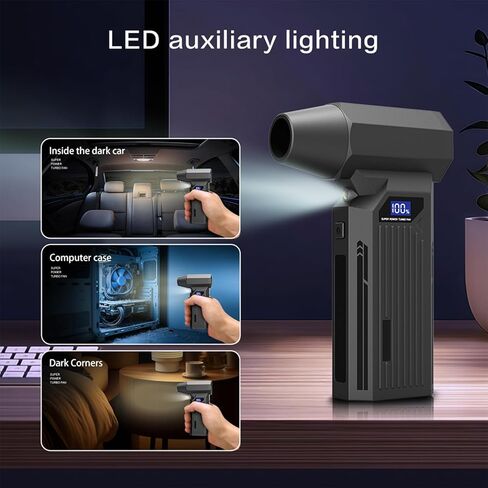 Compressed Air Duster-150000RPM Super Power Electric Air Duster, 3-Speed Adjustable Rechargeable Cordless Air Blower with Fast Charging for PC Keyboard Cleaning, Car, Home,Outdoor，5 Nozzle in Saudi Arabia