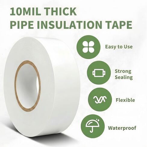 Pipe Wrap Tape,PVC Corrosion Protection,Width White Insulation Tape for Drain Pipe, Metal & Electrical Piping, Underground Pipe ，100' Length x 2" Width -10 Mil Thick in Saudi Arabia