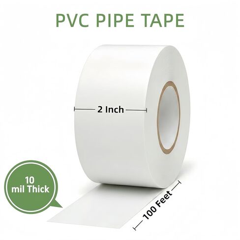 Pipe Wrap Tape,PVC Corrosion Protection,Width White Insulation Tape for Drain Pipe, Metal & Electrical Piping, Underground Pipe ，100' Length x 2" Width -10 Mil Thick in Saudi Arabia