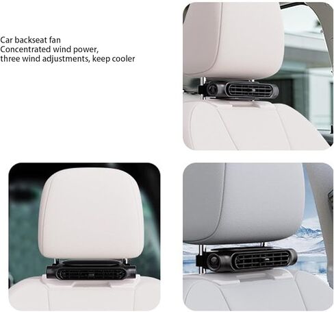 Zerodis USB Car Seat Cooling Fan, Bladeless Turbo Powerful Airflow Car Backseat Headrest Fan with Three Speed Settings Fit for Front Rear Passengers Babies Pets (Black) in Saudi Arabia