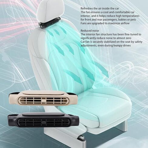 Zerodis USB Car Seat Cooling Fan, Bladeless Turbo Powerful Airflow Car Backseat Headrest Fan with Three Speed Settings Fit for Front Rear Passengers Babies Pets (Black) in Saudi Arabia