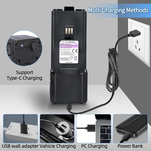 BAOFENG BF-F8HP PRO Battery Rechargeable 5200mAh Extended Battery Compatible with AR-5RM,UV-5RH PRO GPS,UV-5G Plus,5RM GM-5RH GMRS USB-C Charger for Ham Radio Handheld Walkie Talkies Accessories in Saudi Arabia