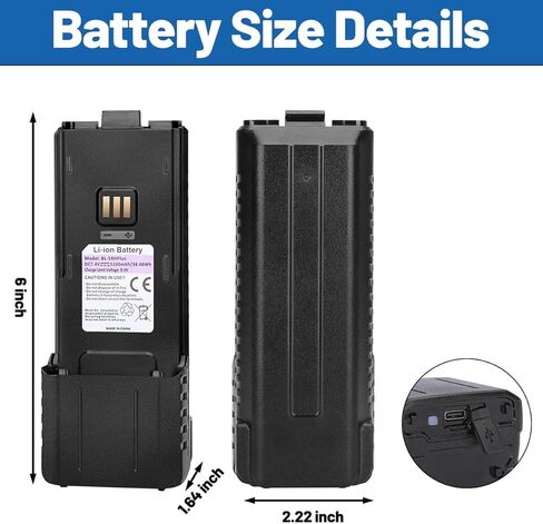 BAOFENG BF-F8HP PRO Battery Rechargeable 5200mAh Extended Battery Compatible with AR-5RM,UV-5RH PRO GPS,UV-5G Plus,5RM GM-5RH GMRS USB-C Charger for Ham Radio Handheld Walkie Talkies Accessories in Saudi Arabia