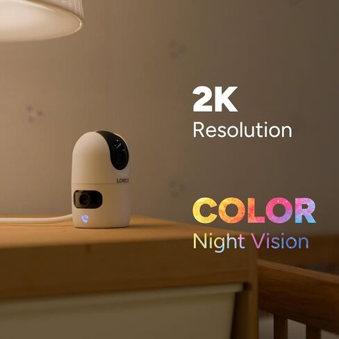 Lorex Connect 2K Indoor Dual Lens Wi-Fi 6 Camera | New Connect App | 360° Pan-Tilt | Person & Pet Detection | Color Night Vision | Instant Call | 2-Way Talk | Cloud & Local Storage Option in Saudi Arabia