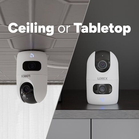Lorex Connect 2K Indoor Dual Lens Wi-Fi 6 Camera | New Connect App | 360° Pan-Tilt | Person & Pet Detection | Color Night Vision | Instant Call | 2-Way Talk | Cloud & Local Storage Option in Saudi Arabia