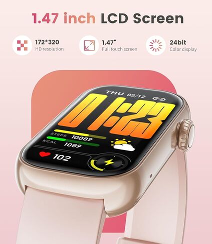 LIGE Fitness Tracker- Smart Watches for Women with 1.47" HD, IP68 Waterproof, 7+ Days Battery, 24+ Exercises Activity Tracker Fitness Watches, Fitness Smart Watch Android iOS (Pink) in Saudi Arabia