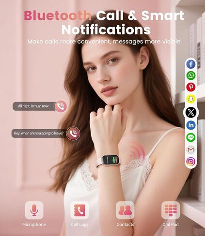 LIGE Fitness Tracker- Smart Watches for Women with 1.47" HD, IP68 Waterproof, 7+ Days Battery, 24+ Exercises Activity Tracker Fitness Watches, Fitness Smart Watch Android iOS (Pink) in Saudi Arabia