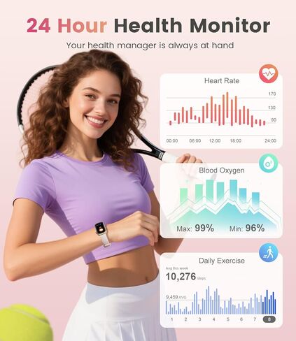 LIGE Fitness Tracker- Smart Watches for Women with 1.47" HD, IP68 Waterproof, 7+ Days Battery, 24+ Exercises Activity Tracker Fitness Watches, Fitness Smart Watch Android iOS (Pink) in Saudi Arabia