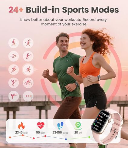 LIGE Fitness Tracker- Smart Watches for Women with 1.47" HD, IP68 Waterproof, 7+ Days Battery, 24+ Exercises Activity Tracker Fitness Watches, Fitness Smart Watch Android iOS (Pink) in Saudi Arabia
