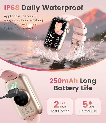 LIGE Fitness Tracker- Smart Watches for Women with 1.47" HD, IP68 Waterproof, 7+ Days Battery, 24+ Exercises Activity Tracker Fitness Watches, Fitness Smart Watch Android iOS (Pink) in Saudi Arabia