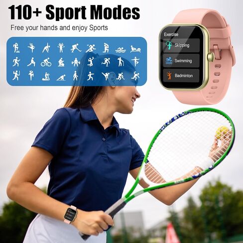 Smart Watch for Men Women, 2026 Release (Answer/Make Call) 1.96" HD Fitness Tracker Running Watch,IP68 Waterproof, Pedometer,Step/Sleep/Heart Rate Monitor,110+ Sport Mode Smartwatch for Android,Pink in Saudi Arabia