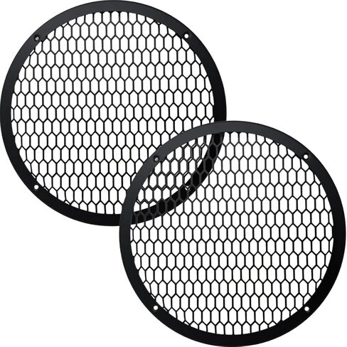 BassRockers 10" Metal Speaker Grill Cover HeavyDuty Hex Mesh Protective Grille Guard for 10" Subwoofer/Speakers, Universal Fit, Black,4 Hole Screw/Bolt Mount Car Audio Doors,Pods,Custom Boxes (2 Pack) in Saudi Arabia