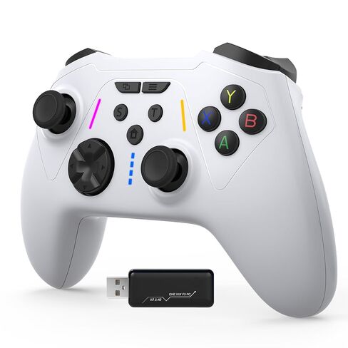BETMI لوحدة تحكم Xbox اللاسلكية مع محول 2.4 جيجا هرتز/مشغلات تأثير القاعة وعصا التحكم/Turbo/Macro/Mapping/اهتزاز مزدوج/RGB Light، لوحة ألعاب متوافقة مع Xbox One، Xbox Series X/S، الكمبيوتر الشخصي (أبيض) in Kuwait