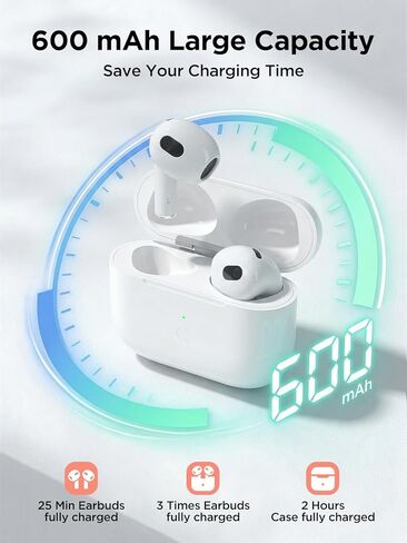 حافظة شحن لاسلكية مع الجيل الثالث من AirPods، حافظة بديلة للجيل الثالث من AirPod مع زر مزامنة بلوتوث (ليست للطرازات الاحترافية)، سماعات الأذن غير متضمنة (منفذ على شكل حرف L) in Kuwait