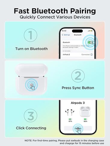 حافظة شحن لاسلكية مع الجيل الثالث من AirPods، حافظة بديلة للجيل الثالث من AirPod مع زر مزامنة بلوتوث (ليست للطرازات الاحترافية)، سماعات الأذن غير متضمنة (منفذ على شكل حرف L) in Kuwait