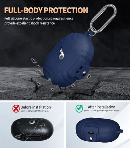 for Anker Soundcore Space A40 Secure Lock Case Cover, Silicone Protective Scratch Shock Cover ONLY Compatible with Anker Soundcore Space A40 Earbuds Charging Case with Carabiner(Blue) in Saudi Arabia