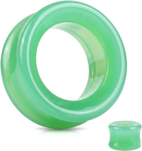 Hollow Green Opalite Glass Ear Plug gauges soscene in Saudi Arabia