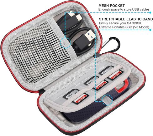 Lacdo Hard Carrying Case for SANDISK Extreme Portable SSD (New Model) SDSSDE70 External Solid State Drive 1TB 2TB 4TB Shockproof WaterRepellent SanDisk Extreme V3 SSD Case Storage Travel Bag, Black in Saudi Arabia