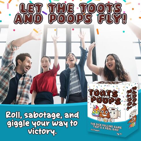 Toots & Poops – Fast-Paced Dice Rolling Game for Teens & Adults, Tabletop Family Games for Game Night Fun, Ideal Party, Camping & Travel Game for Teens & Adults, 2-8 Players Ages 7+ in Saudi Arabia