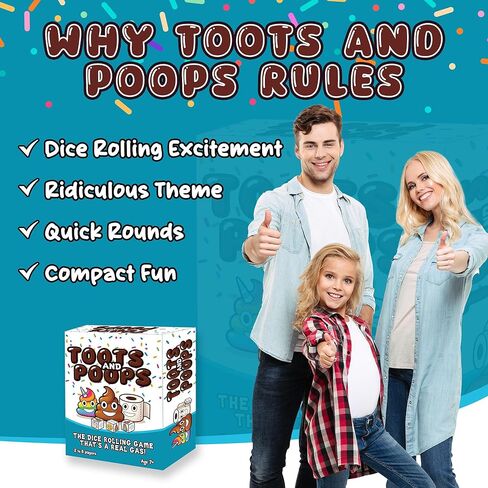 Toots & Poops – Fast-Paced Dice Rolling Game for Teens & Adults, Tabletop Family Games for Game Night Fun, Ideal Party, Camping & Travel Game for Teens & Adults, 2-8 Players Ages 7+ in Saudi Arabia