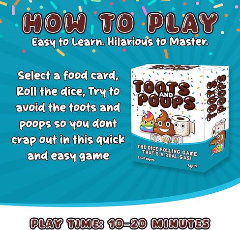 Toots & Poops – Fast-Paced Dice Rolling Game for Teens & Adults, Tabletop Family Games for Game Night Fun, Ideal Party, Camping & Travel Game for Teens & Adults, 2-8 Players Ages 7+ in Saudi Arabia
