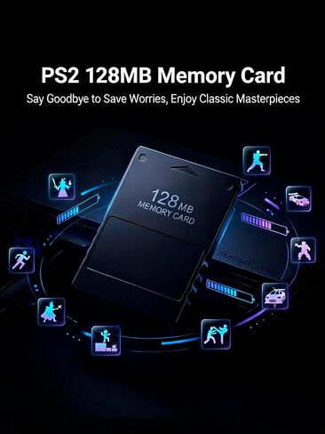 KooingTech PS2 Memory Card 128MB, Plug and Play Memory Card PS2, High Speed Memory Cards for All Versions of PS2, Including Standard Edition and Ultra Thin Edition in Saudi Arabia