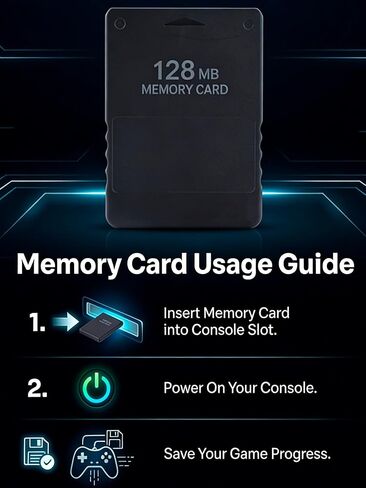 KooingTech PS2 Memory Card 128MB, Plug and Play Memory Card PS2, High Speed Memory Cards for All Versions of PS2, Including Standard Edition and Ultra Thin Edition in Saudi Arabia