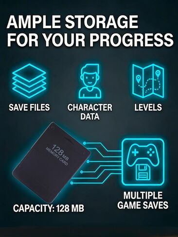 KooingTech PS2 Memory Card 128MB, Plug and Play Memory Card PS2, High Speed Memory Cards for All Versions of PS2, Including Standard Edition and Ultra Thin Edition in Saudi Arabia
