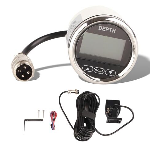 Digital Boat Depth Finder, 52mm/2in Marine Depth Gauge, Depth Sounder Dash Depth Finder Transducer with White Backlight for Yachts Boats Marine in Saudi Arabia