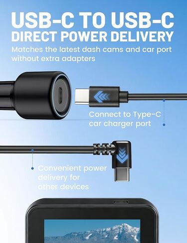 EWAY USB C to 90 Degree USB C Dash Cam Power Cord 10FT, Replacement Type C Dashcam Power Cable for Front Rear Dash Recording Dashboard Camera, Compatible with Car Charger USBC Port for SUV, Truck in Saudi Arabia