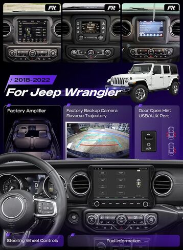 ستيريو سيارة Android 12 لسيارة Jeep Wrangler JL & Gladiator JT 2018-2022، شاشة لمس QLED 10 بوصة، 8 جيجابايت + 128 جيجابايت، CarPlay اللاسلكي وAndroid Auto، BT 5.0، 5G WiFi/4G LTE in Saudi Arabia