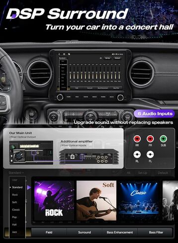 ستيريو سيارة Android 12 لسيارة Jeep Wrangler JL & Gladiator JT 2018-2022، شاشة لمس QLED 10 بوصة، 8 جيجابايت + 128 جيجابايت، CarPlay اللاسلكي وAndroid Auto، BT 5.0، 5G WiFi/4G LTE in Saudi Arabia