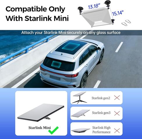 Suction Cup Mount for Car Compatible with Starlink Mini, 2 in 1 Satellite Mounting Kit & Protective Silicone Case with Strong Suction Cups for Car Window, Sunroof, RVs, Boat and Road Trip (Grey) in Saudi Arabia