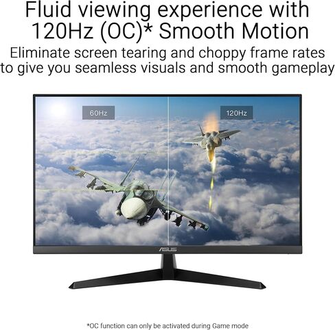 ASUS 24 inch 120Hz Gaming Office Computer Monitor (VY249HGR) - 1080p(Full HD), IPS, 120Hz, 1ms, Adaptive Sync, Eye Care Plus, Blue Light Filter, Flicker Free, SmoothMotion, DisplayWidget, 3yr warranty in Saudi Arabia