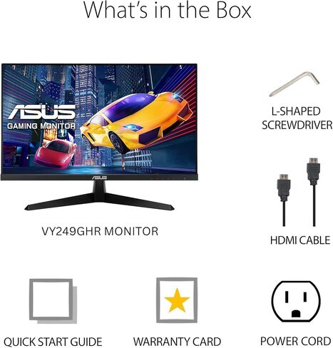 ASUS 24 inch 120Hz Gaming Office Computer Monitor (VY249HGR) - 1080p(Full HD), IPS, 120Hz, 1ms, Adaptive Sync, Eye Care Plus, Blue Light Filter, Flicker Free, SmoothMotion, DisplayWidget, 3yr warranty in Saudi Arabia
