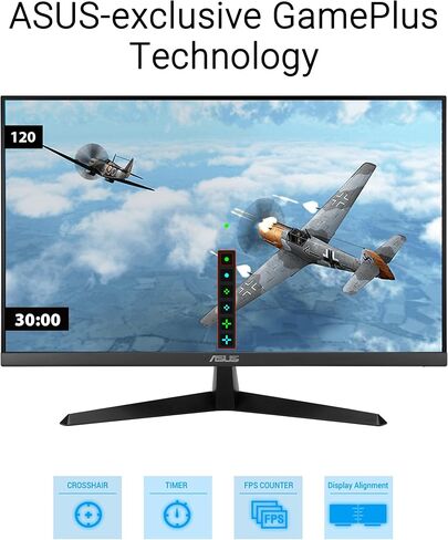 ASUS 24 inch 120Hz Gaming Office Computer Monitor (VY249HGR) - 1080p(Full HD), IPS, 120Hz, 1ms, Adaptive Sync, Eye Care Plus, Blue Light Filter, Flicker Free, SmoothMotion, DisplayWidget, 3yr warranty in Saudi Arabia
