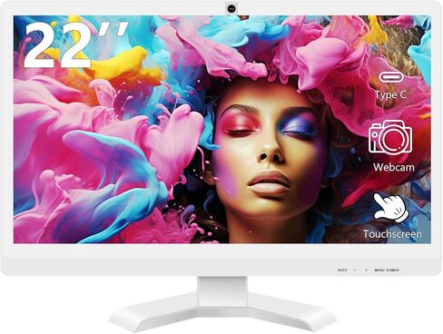 شاشة كمبيوتر 22 بوصة تعمل باللمس مع كاميرا ويب FHD 1920x1080P شاشة كمبيوتر FreeSync HDR منافذ HDMI العناية بالعين بدون إطار VESA Mount in Kuwait
