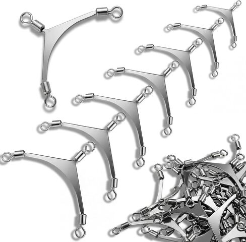 35Pcs 3 Way Swivel Fishing Set, 7 Sizes Stainless Steel 3 Way Rolling Swivels(10#, 8#, 6#, 4#, 2#, 1/0#, 3/0#) for Saltwater Freshwater, Fishing Rigs Tackle in Kuwait