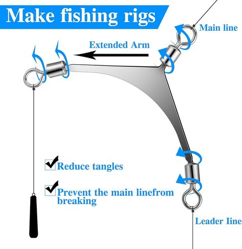 35Pcs 3 Way Swivel Fishing Set, 7 Sizes Stainless Steel 3 Way Rolling Swivels(10#, 8#, 6#, 4#, 2#, 1/0#, 3/0#) for Saltwater Freshwater, Fishing Rigs Tackle in Kuwait