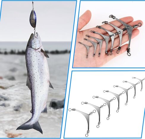 35Pcs 3 Way Swivel Fishing Set, 7 Sizes Stainless Steel 3 Way Rolling Swivels(10#, 8#, 6#, 4#, 2#, 1/0#, 3/0#) for Saltwater Freshwater, Fishing Rigs Tackle in Kuwait