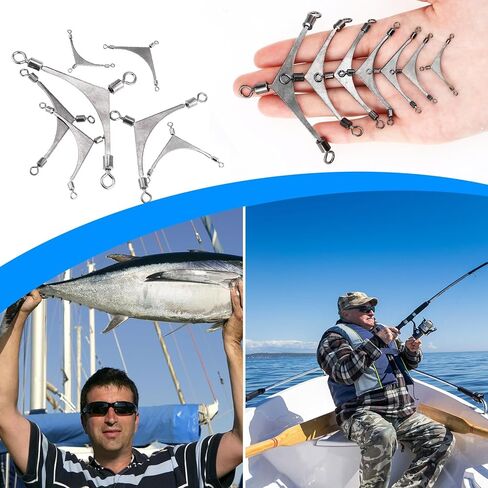35Pcs 3 Way Swivel Fishing Set, 7 Sizes Stainless Steel 3 Way Rolling Swivels(10#, 8#, 6#, 4#, 2#, 1/0#, 3/0#) for Saltwater Freshwater, Fishing Rigs Tackle in Kuwait