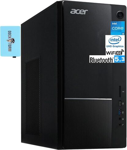 كمبيوتر سطح المكتب الاحترافي عالي الأداء من أيسر أسباير (Intel i5-14400، 16GB DDR5، 512GB PCIe SSD، Intel UHD 730، 300W PSU، WiFi 6E، Bluetooth 5.3، RJ-45، 2 HDMI، Win 11 Pro) مع Dockztorm Hub in Saudi Arabia