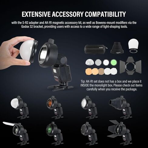 GODOX V480 flash AK-R1 Accessory Kit, GODOX V480-C TTL HSS Flash for Canon, 2.4G Wireless, 2.0"Color Touchscreen, Smart Distance Readout, Li-ion Battery, 650 full-power flashes, 10-Level Modeling Lamp in Saudi Arabia